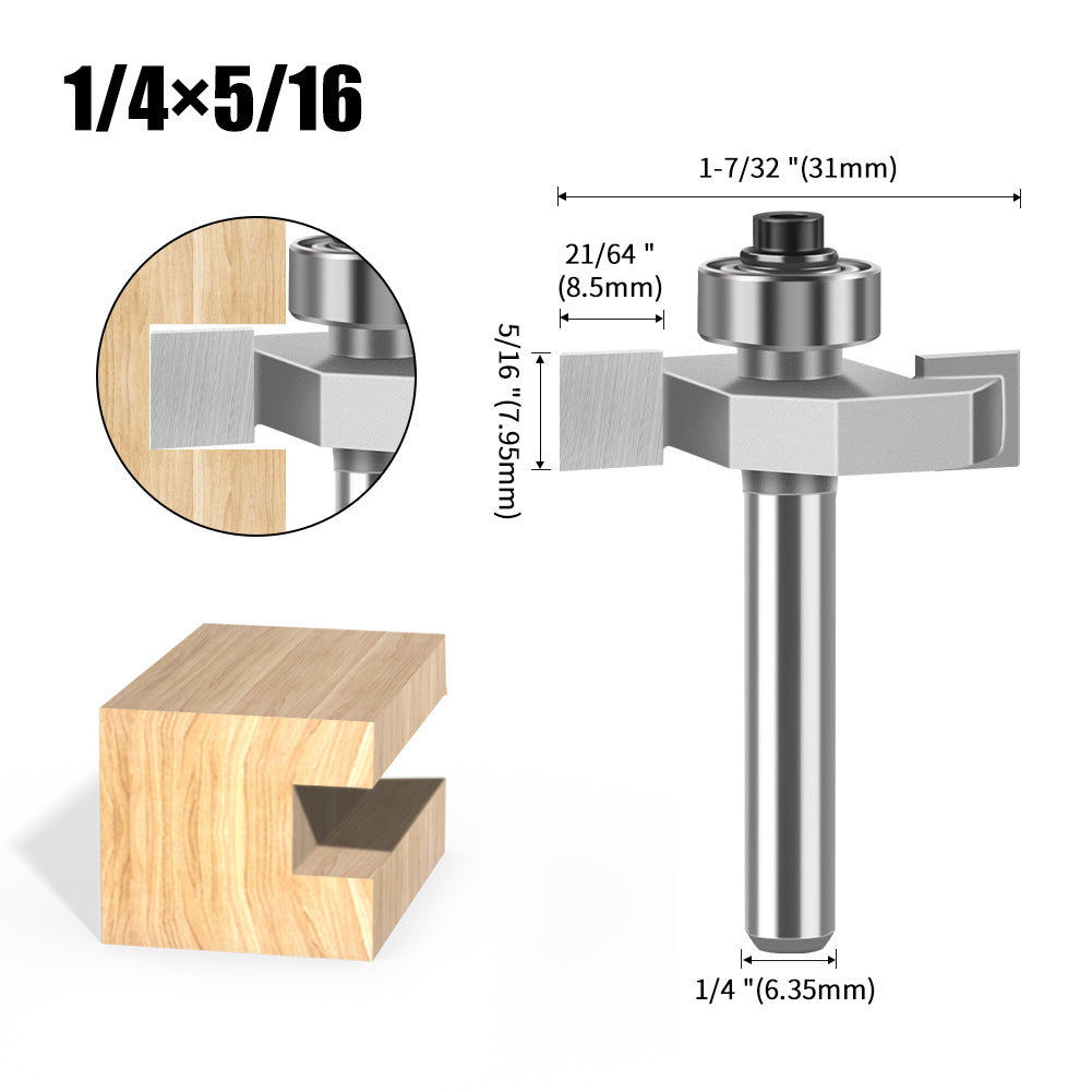 1/4 handle 1/2 handle ball T-cutter woodworking milling cutter slotting cutter slotting cutter 2-in-1 slotting begonia angle milling cutter
