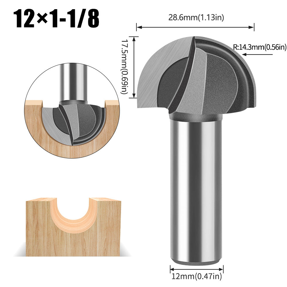 6 handle 12 handle slotting knife bottom digging knife woodworking round bottom knife, engraving machine, trimming machine knife head round bottom trimming milling cutter