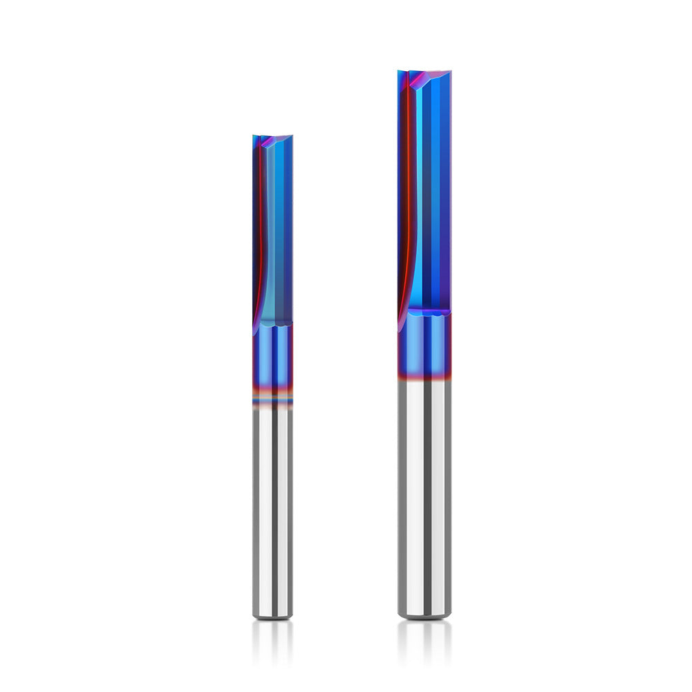 2-Blade Straight Knife Straight Groove Top Spin Blue Nano Woodworking Slotting Straight Knife Integral Alloy Woodworking Milling Cutter