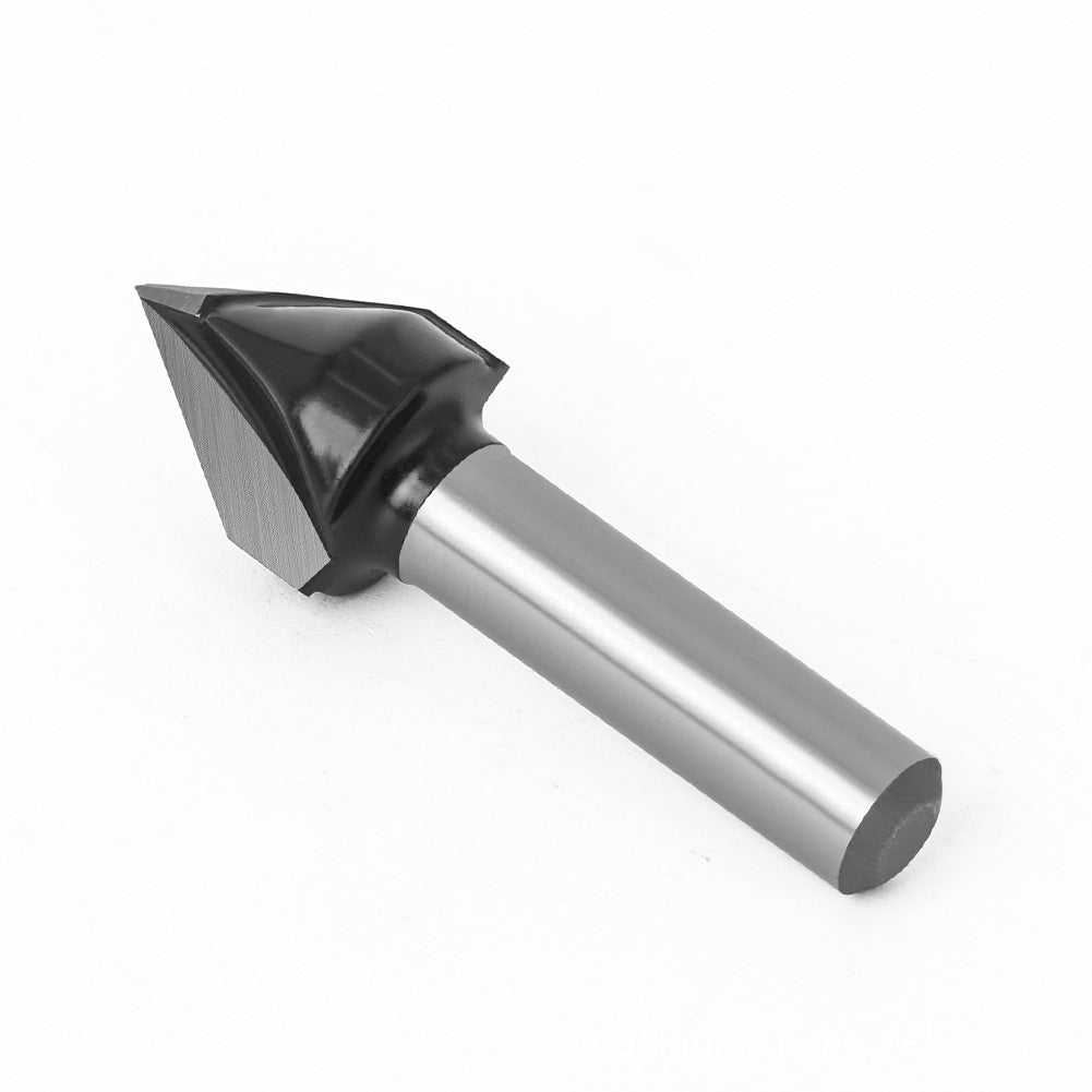 Jincheng 8mm handle 60 degrees professional grade V-shaped knife chamfering beveled edge knife woodworking trimming machine tool head folding alloy milling cutter