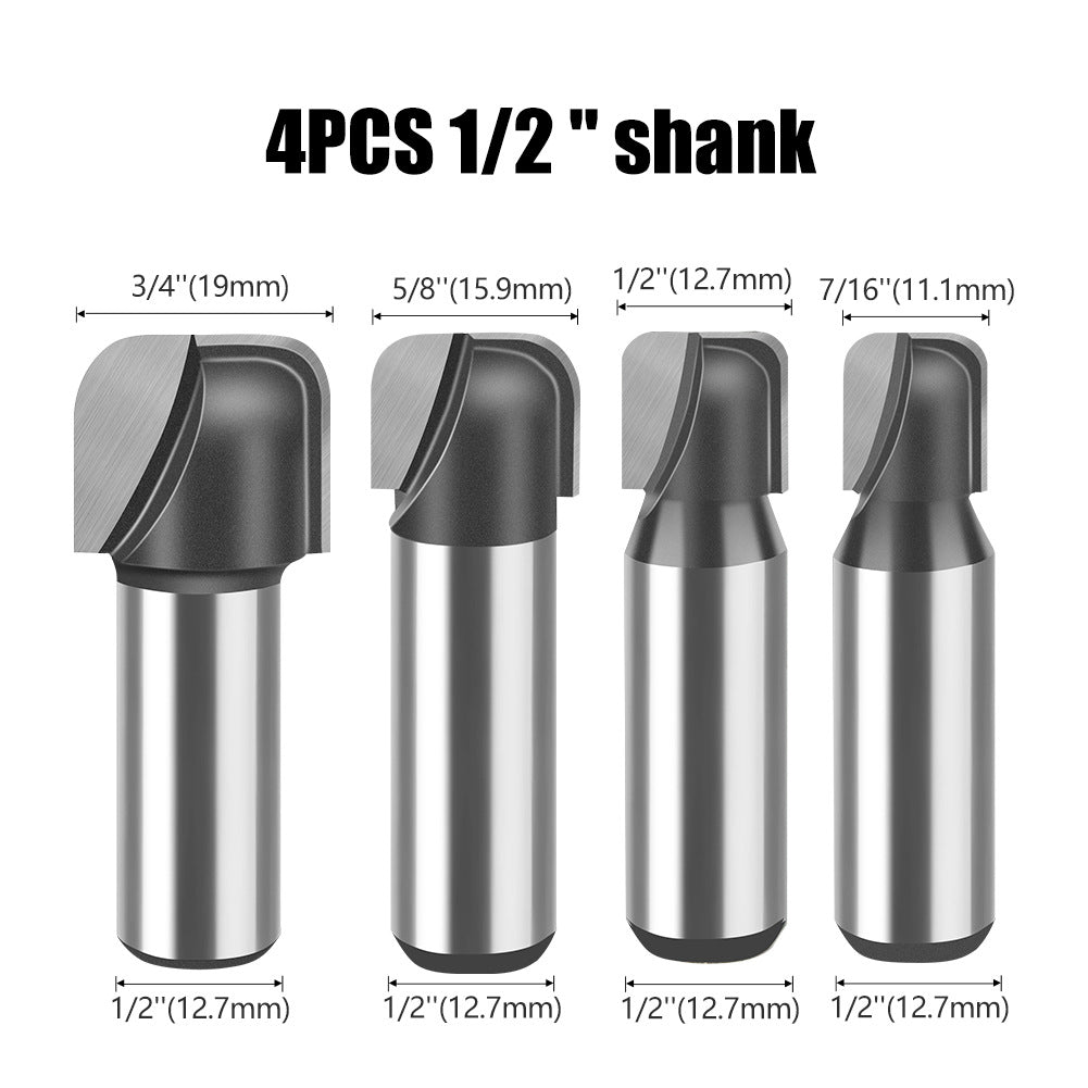 1/2 Shank 1/4 Shank Double Arc Round Bottom Knife, Slotting Knife Bakelite Milling Cutter, Engraving Machine Edge Trimming Machine Round Bottom Linear Knife