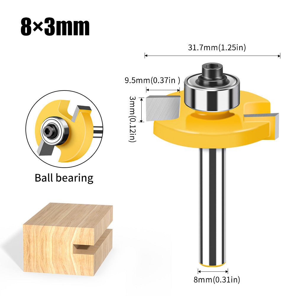 8 Handle Double Edge Ball T-Knife Bearing Slotting Knife Inch Woodworking Milling Kit T-Slotted Knife
