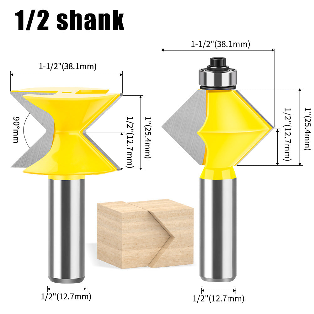 1/2 handle 8 handle woodworking milling cutter 90 ° mortise cutter slotting cutter splicing cutter woodworking milling cutter router