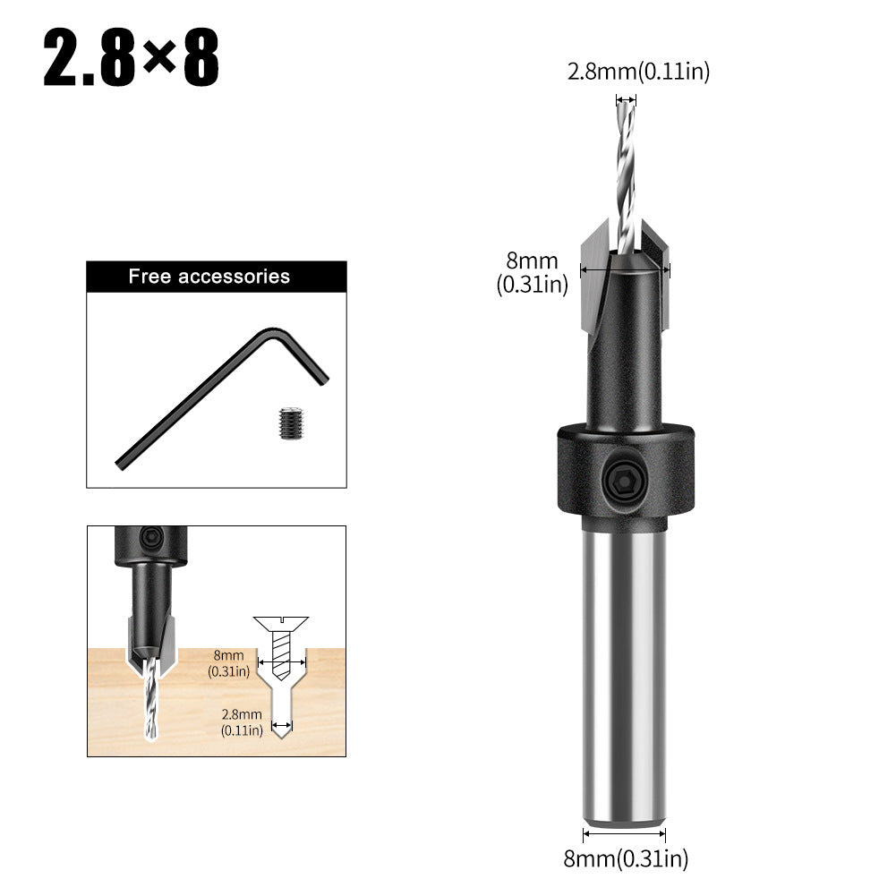 Woodworking countersink drill cone hole opener hole drill alloy head screw ladder drill wood self-tapping screw installation ladder