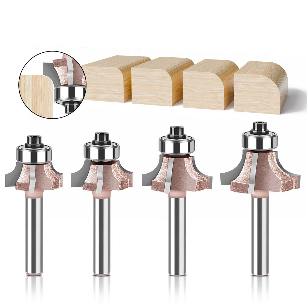 6Mm shank four-blade positive and reverse edge banding knife rounded corner knife arc trimming knife woodworking chamfering knife