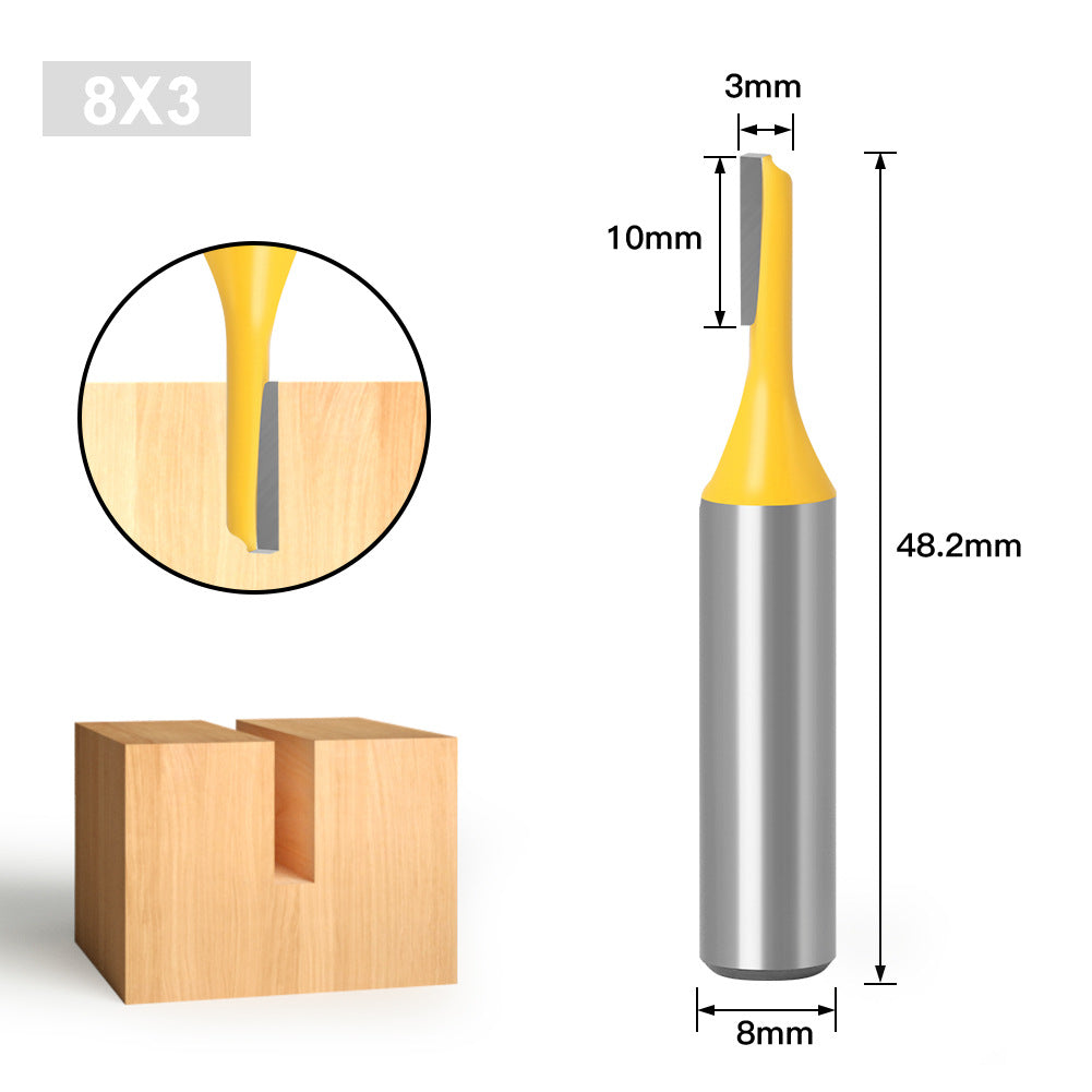 5-Piece set of 8 handle slotted straight knife woodworking double blade straight knife engraving woodworking milling cutter trimming machine cutter head 8 handle cutter head