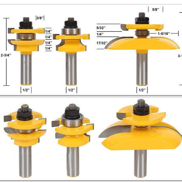High-grade 3-piece woodworking milling cutter, engraving machine, woodworking knife, kitchen door knife, cabinet door knife, nail tenon knife