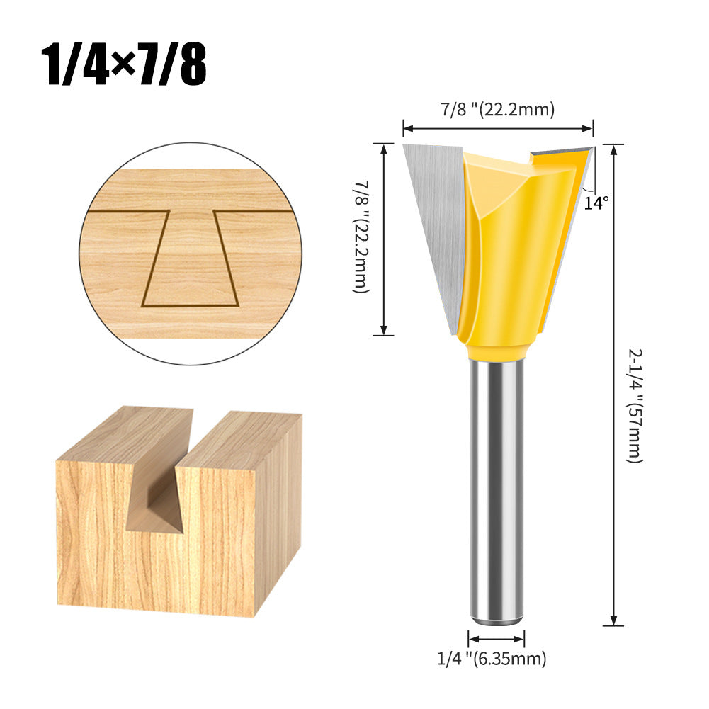 6-Piece set 1/4 handle 6 handle dovetail knife, Zikou Xun knife, woodworking milling cutter, carving knife, small dovetail knife
