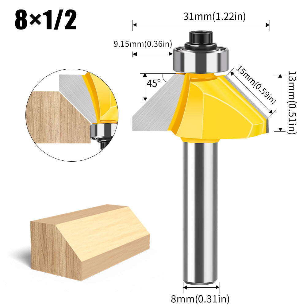 8 handle 45 degree bevel knife woodworking milling cutter trimming machine engraving machine cutter head 45 degree chamfering knife chamfering cutter head
