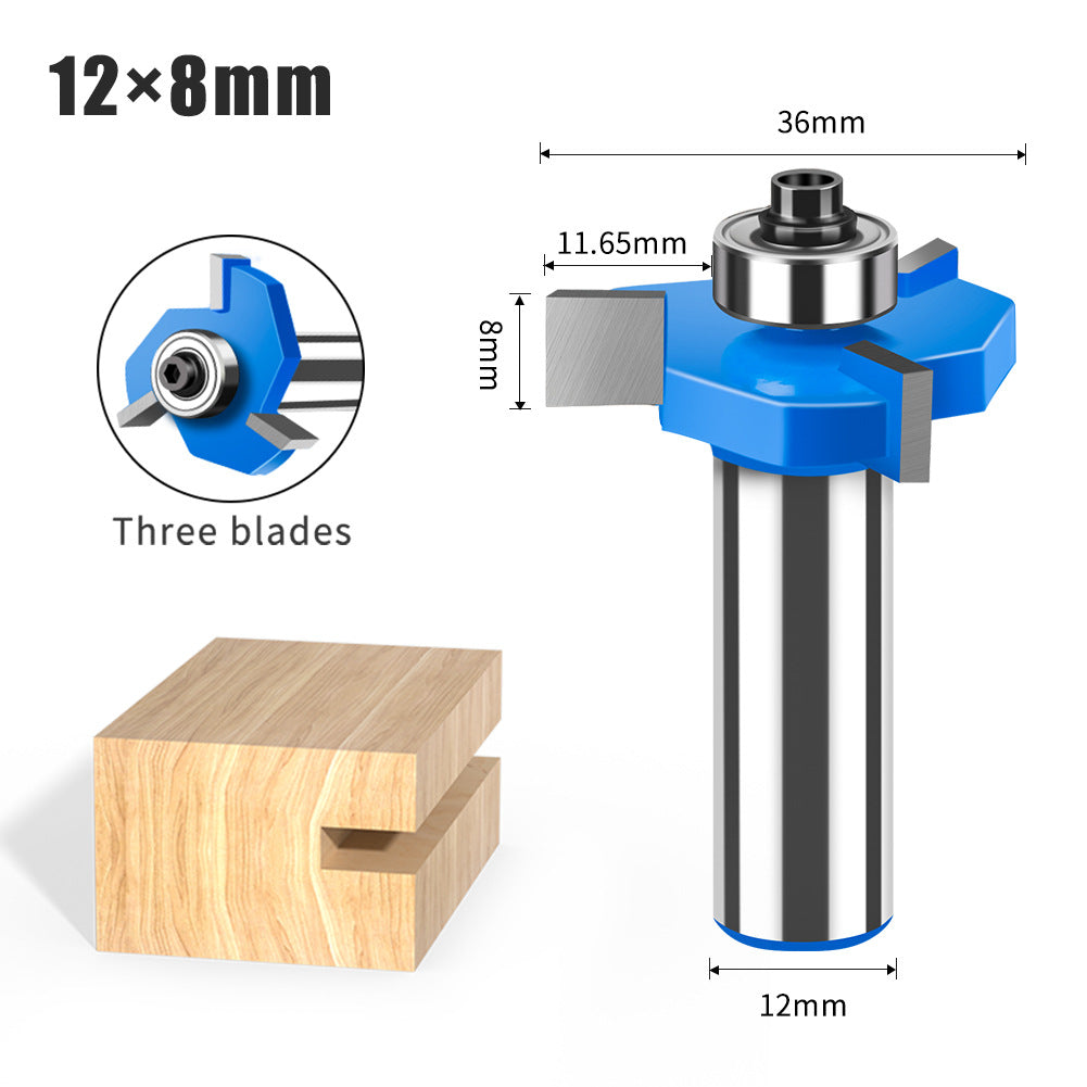Three-blade ball T-knife Metric 5mm-12mm slotting knife Woodworking slotting milling cutter T-slot knife Engraving machine