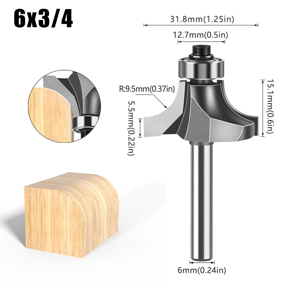 6 handle 12 handle fillet knife tungsten steel alloy woodworking milling cutter R chamfer trimming machine slotting engraving machine blade