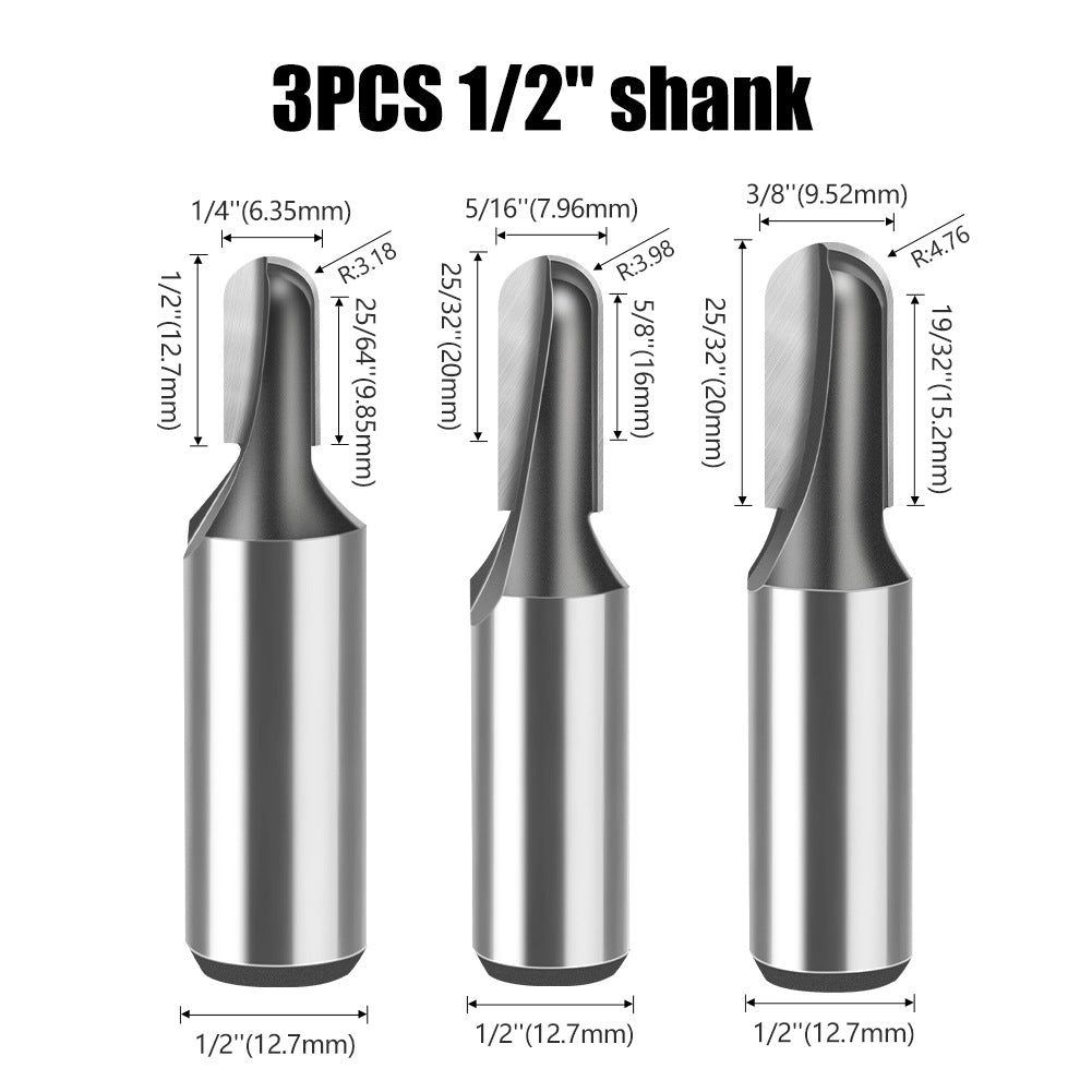 1/2 shank 12 shank deep round bottom cutter, woodworking milling cutter slotting cutter trimming machine tool head engraving machine bakelite gong cutter