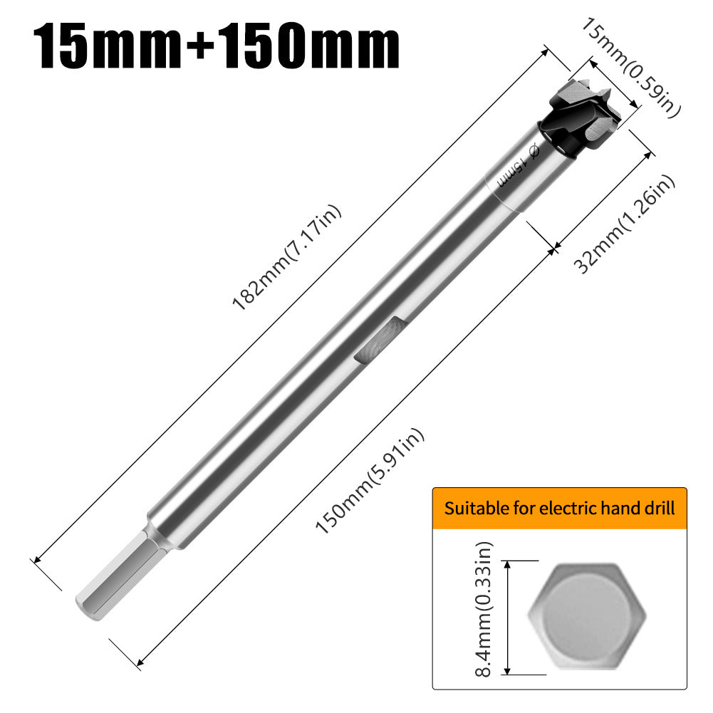 Multifunctional extended woodworking hole opener, external thread flat wing drill, extended limit wooden board hand drill, reaming drill bit