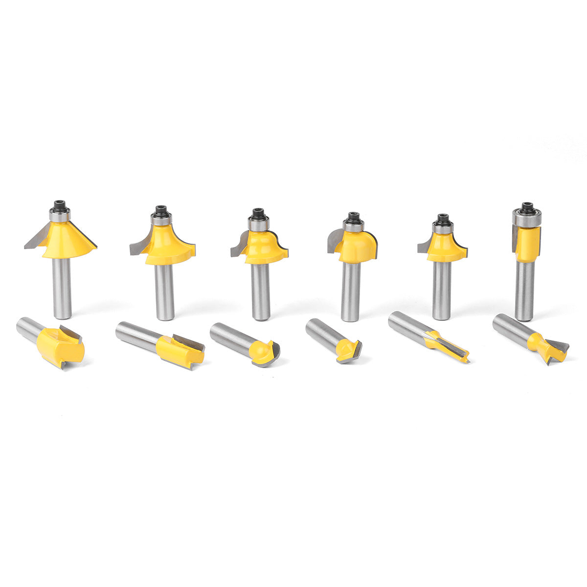 Woodworking milling cutter 8 handle 12-piece set yellow, woodworking engraving machine/bakelite milling/trimming machine, cutter head set cutter