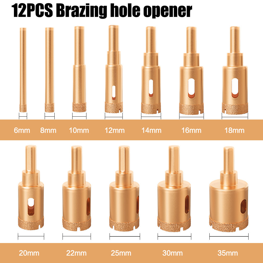 M10 brazing hole opener set, stone reaming drill, ceramic tile marble granite hole opening, emery drill bit