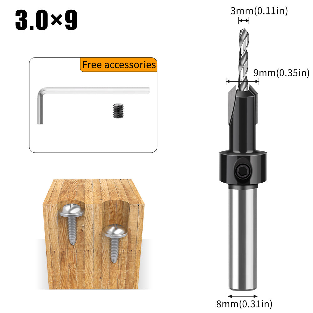 Woodworking countersink drill cone hole opener hole drill alloy head screw ladder drill wood self-tapping screw installation ladder