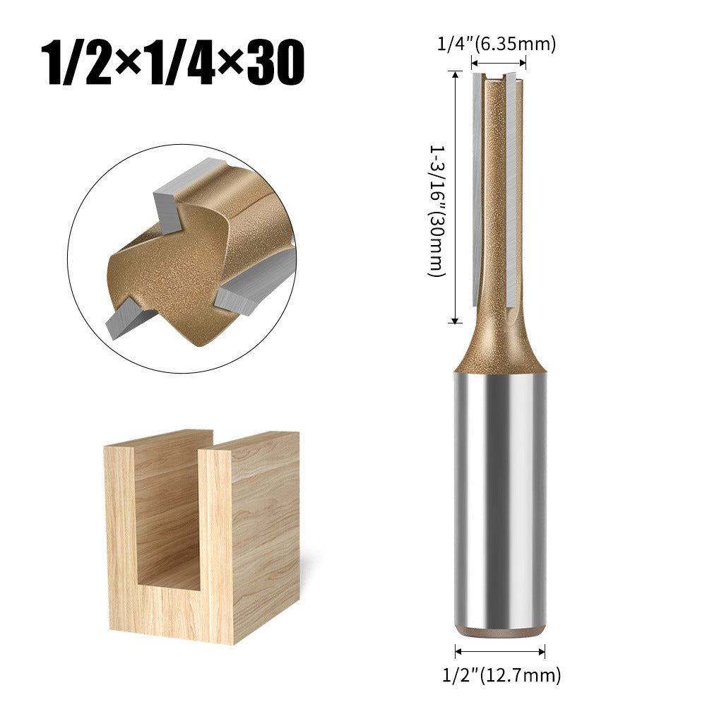 1/2 handle professional grade three-blade straight knife woodworking special milling cutter head slotting knife woodworking knife trimming grooving knife flat bottom