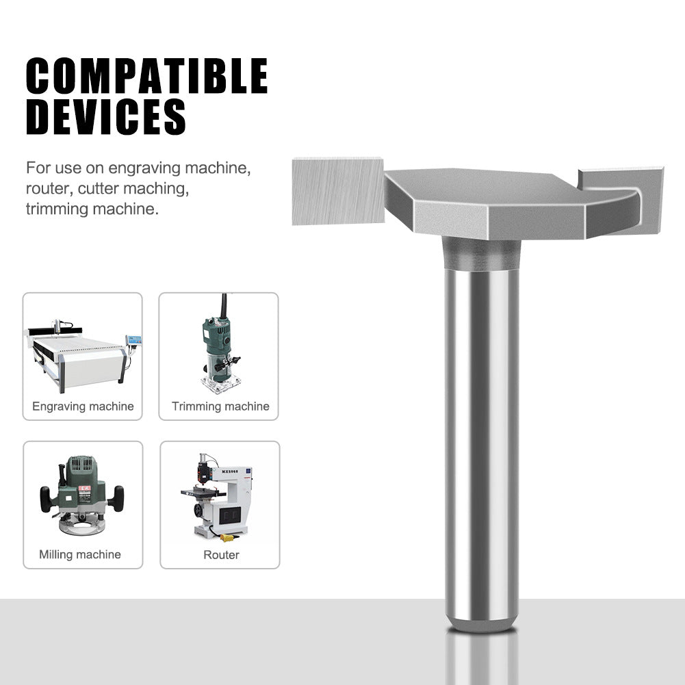 6 handle 12 handle T-shaped knife Slotted knife Alloy slotting cutter head Woodworking milling cutter Tungsten steel cutter head Woodworking slotting knife