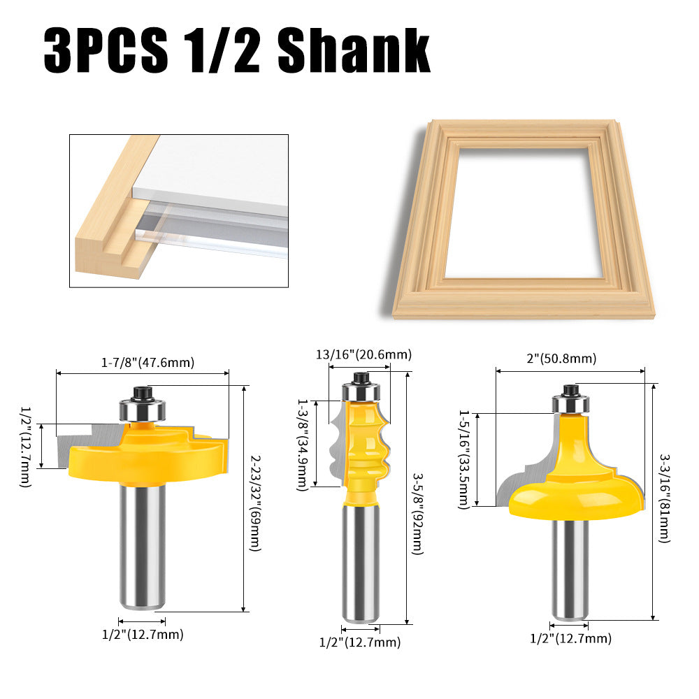 3-Piece photo frame cutter woodworking milling cutter set panel cutter European photo frame line cutter classical line cutter