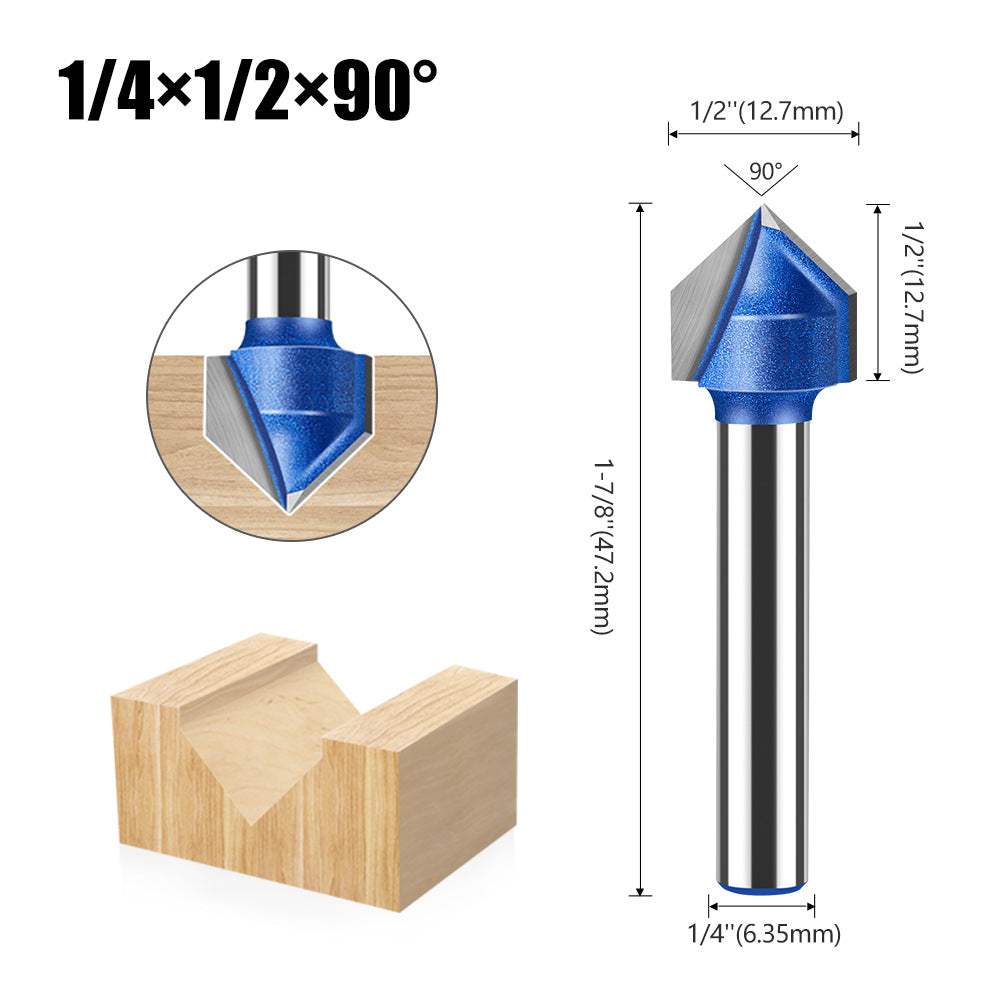 Professional grade 90-degree V-shaped knife woodworking milling cutter trimming machine cutter head aluminum-plastic panel slotting integrated wall folding knife