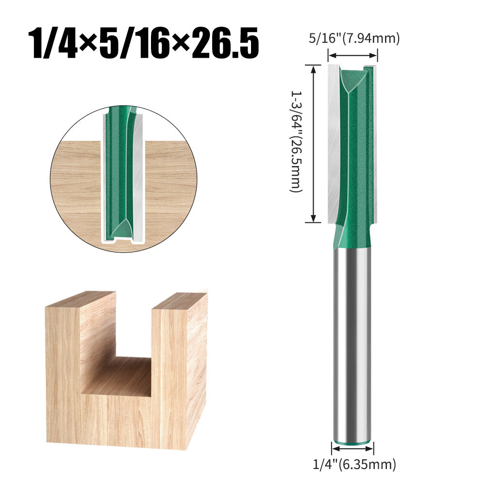 Professional grade straight knife slotting straight knife 6 handle 1/4 handle woodworking milling cutter tungsten steel alloy cutter head double edge straight knife