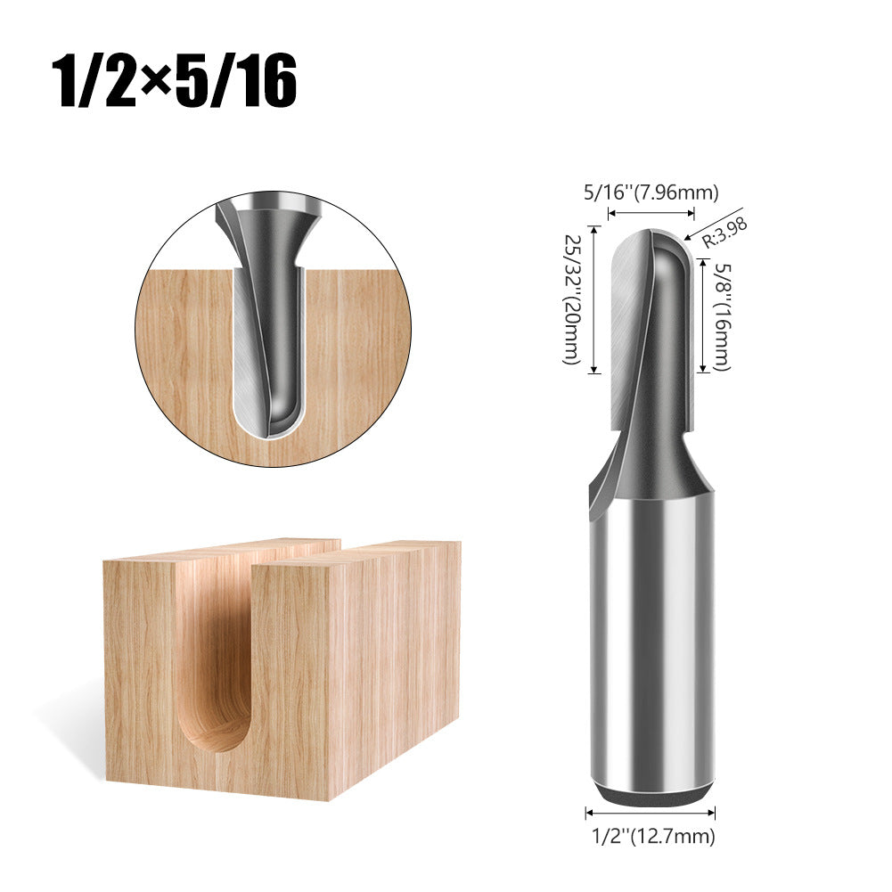 1/2 shank 12 shank deep round bottom cutter, woodworking milling cutter slotting cutter trimming machine tool head engraving machine bakelite gong cutter