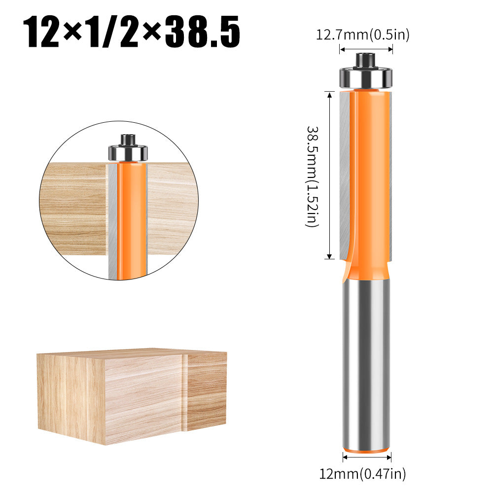 12 handle extended trimming knife with bearing trimming knife double edge straight knife woodworking milling cutter tool trimming machine head