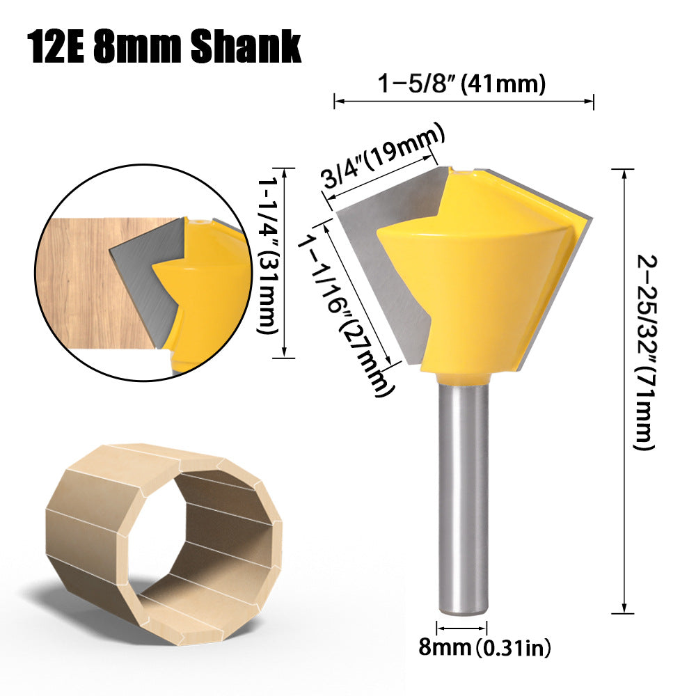 1/2 handle 3-piece set multilateral knife bird's beak interface knife 6 sides 8 sides 12 sides multi-purpose knife tenon knife woodworking router