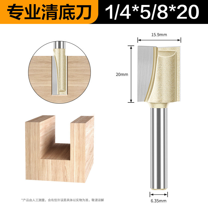 Professional grade bottom cleaning knife 1/4 handle 1/2 handle slotting knife flat bottom knife trimming machine engraving machine milling cutter complete specifications