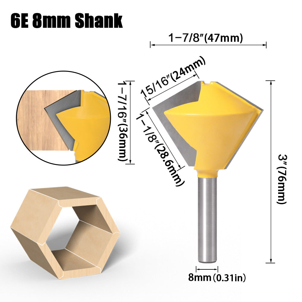 1/2 handle 3-piece set multilateral knife bird's beak interface knife 6 sides 8 sides 12 sides multi-purpose knife tenon knife woodworking router
