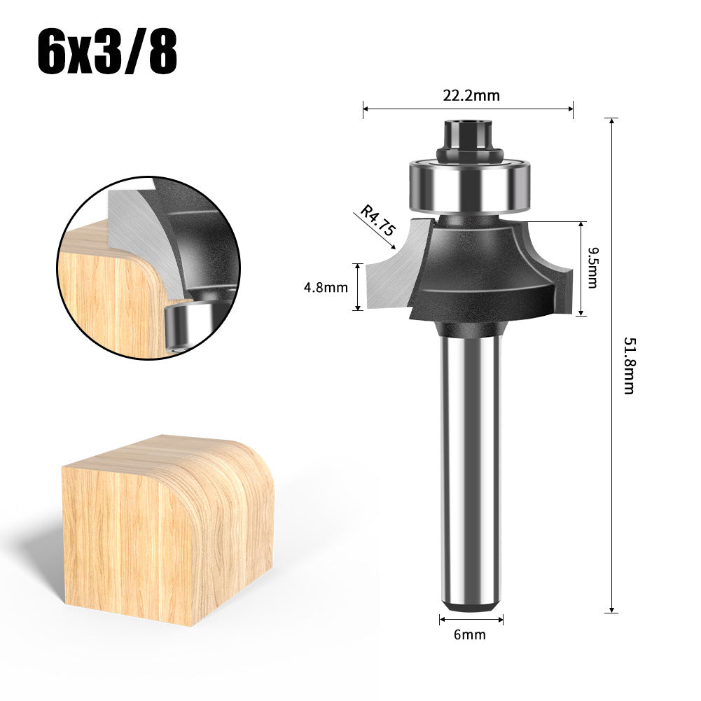 6 handle 12 handle fillet knife tungsten steel alloy woodworking milling cutter R chamfer trimming machine slotting engraving machine blade