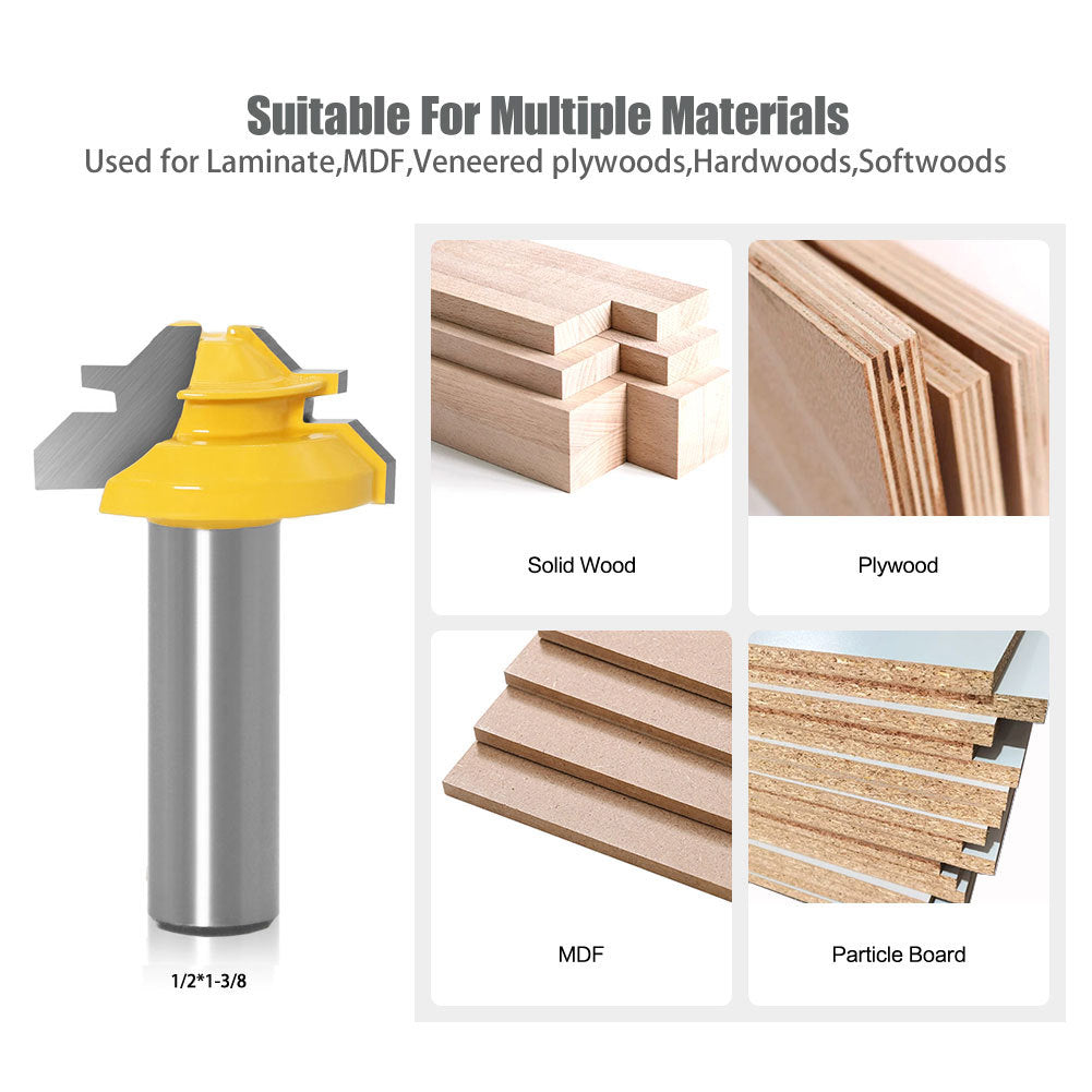 45 degree tenon cutter 1/2 * 1-3/8 woodworking milling cutter slotting cutter trimming machine cutter head engraving machine gong cutter