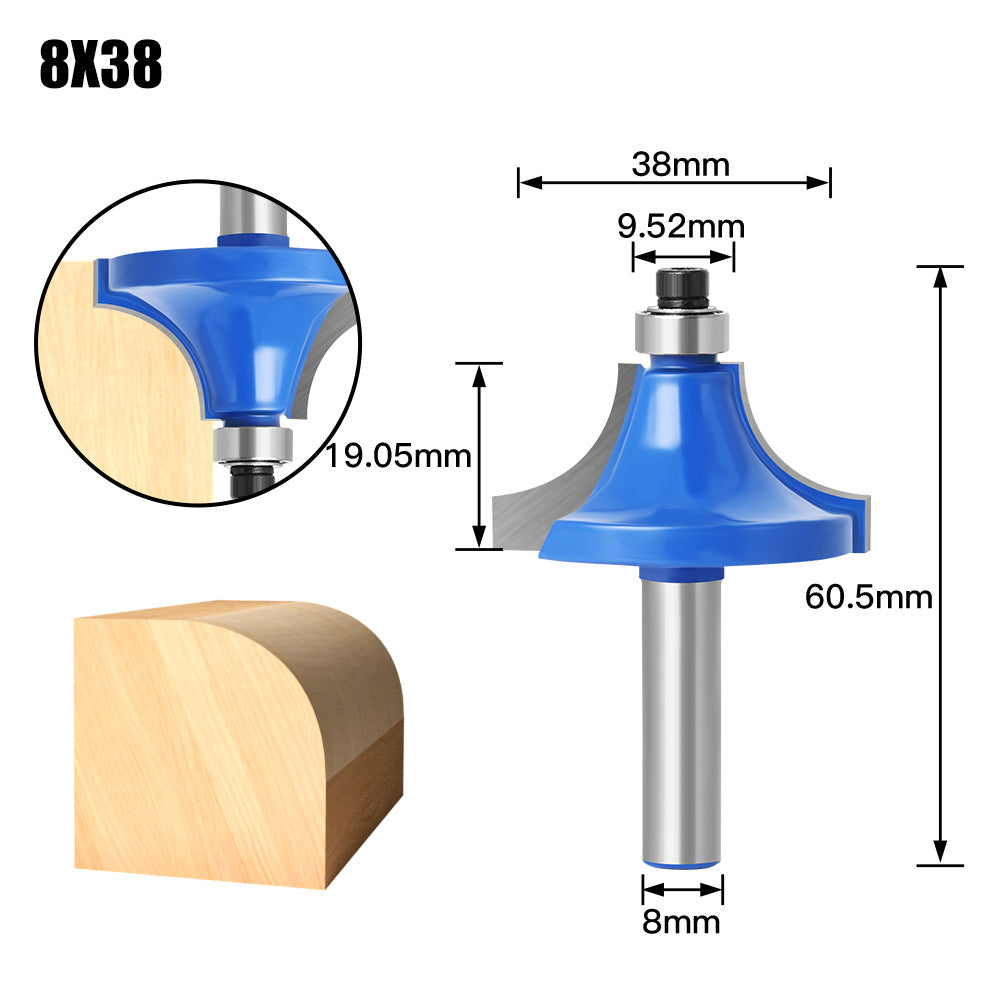 2-Piece set of 8 handle rounded corner knives, Minzai knife, slotting tool, trimming machine head, inverted R angle cutter, edge milling cutter, trimming knife