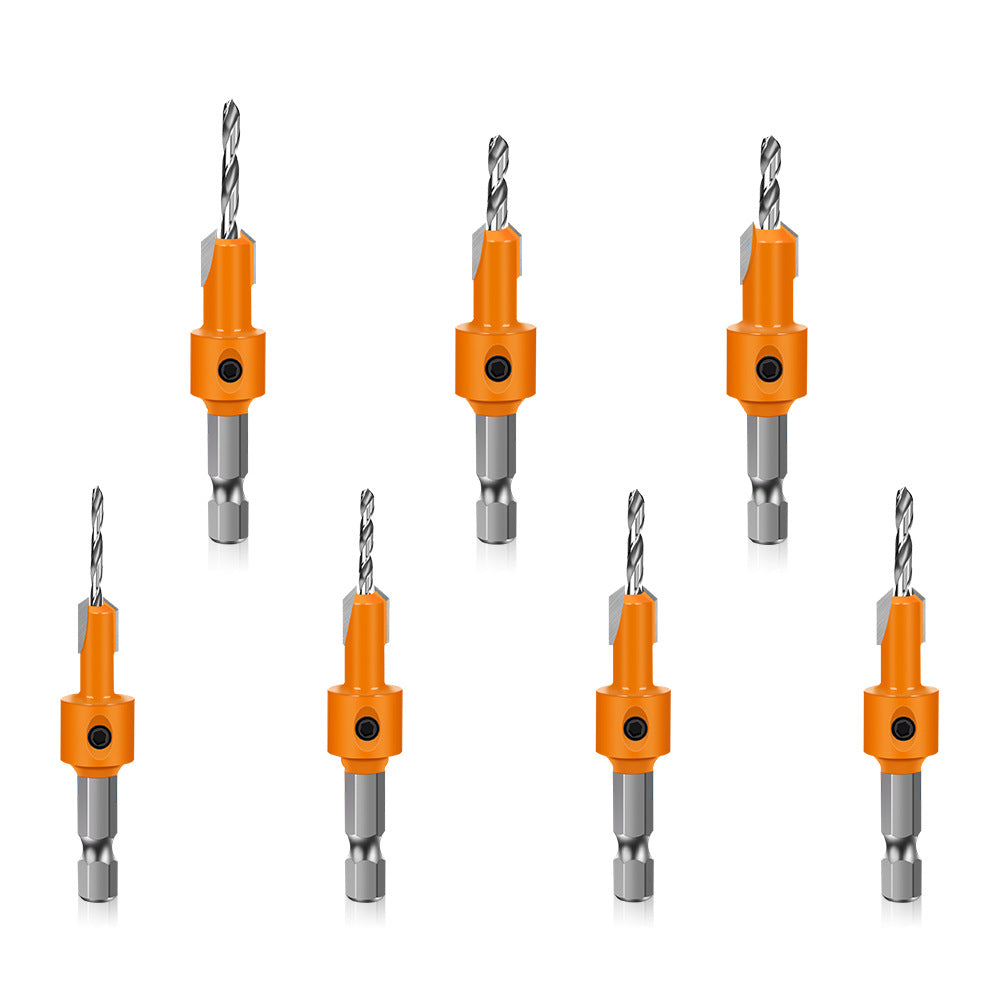 Hexagonal shank woodworking drill countersunk drill hidden screw hole double edge punching countersunk drill high speed steel woodworking drill