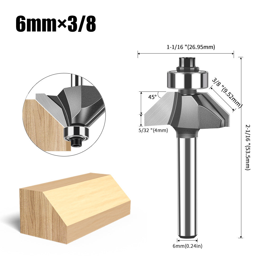 6 handle 12 handle 45 degree bevel knife woodworking milling cutter trimming machine engraving cutter head 45 degree chamfer knife bevel knife