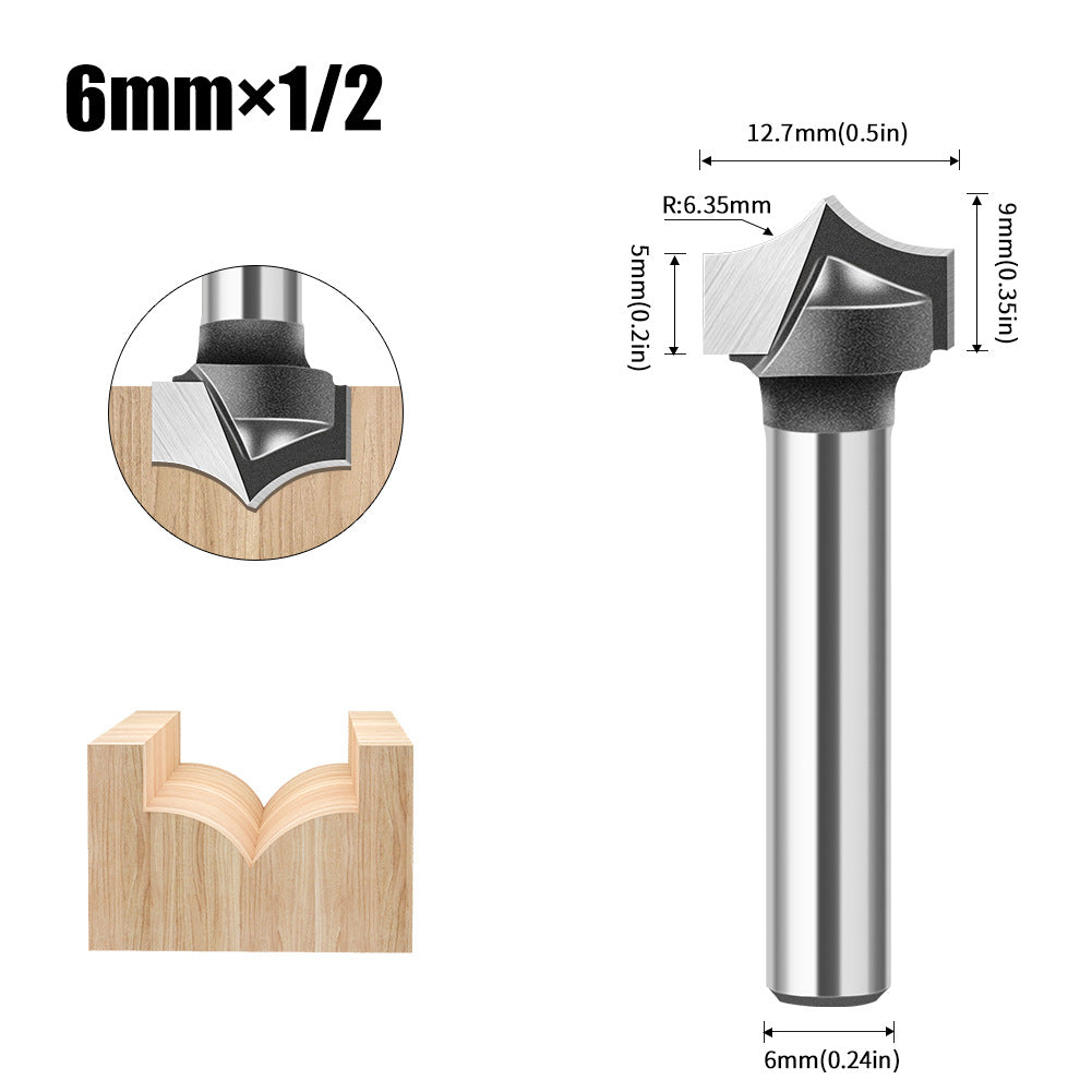 6 handle 12 handle woodworking pointed nozzle carving knife trimming machine line knife, inverted arc knife, rounded corner cutter milling cutter
