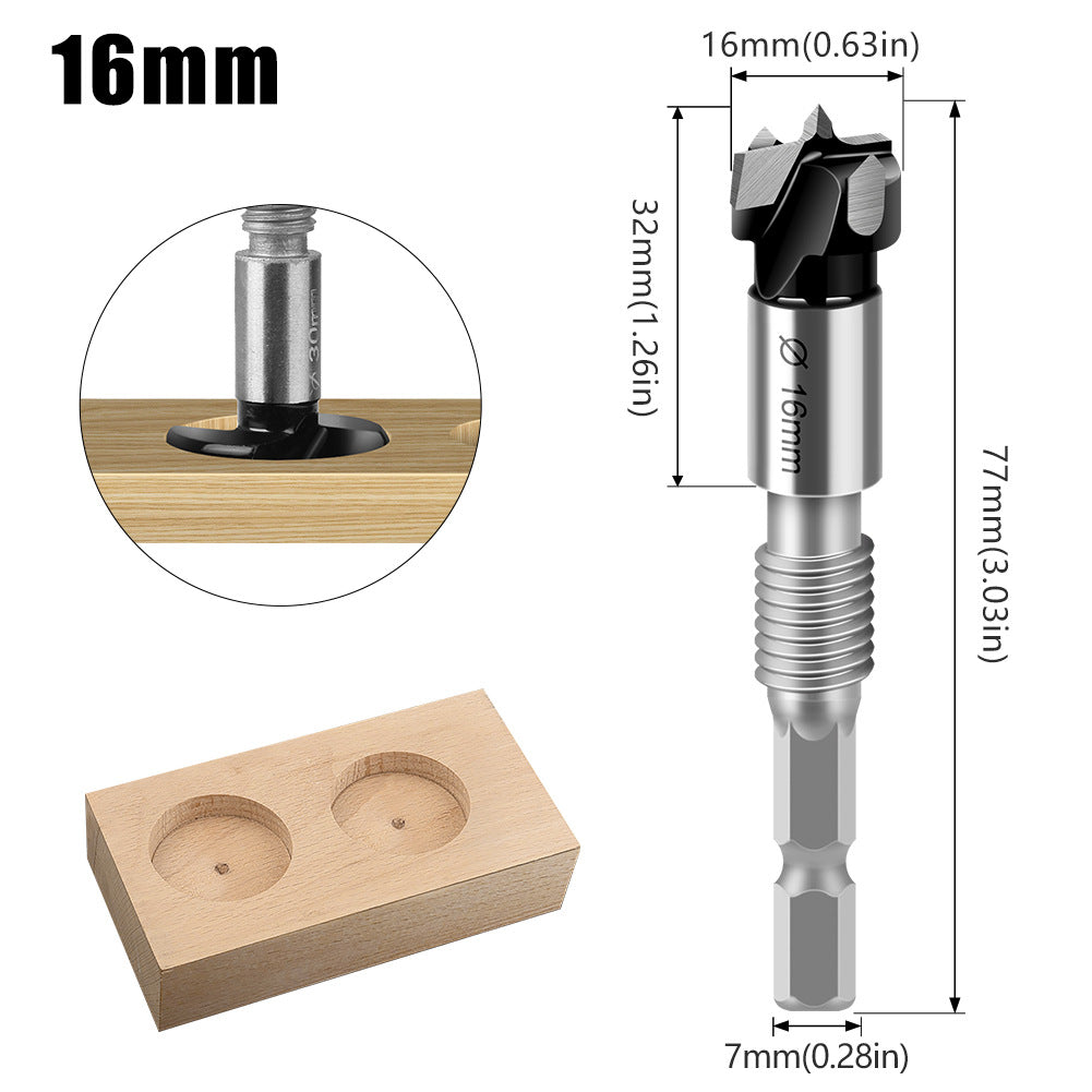 Multifunctional extended woodworking hole opener, external thread flat wing drill, extended limit wooden board hand drill, reaming drill bit