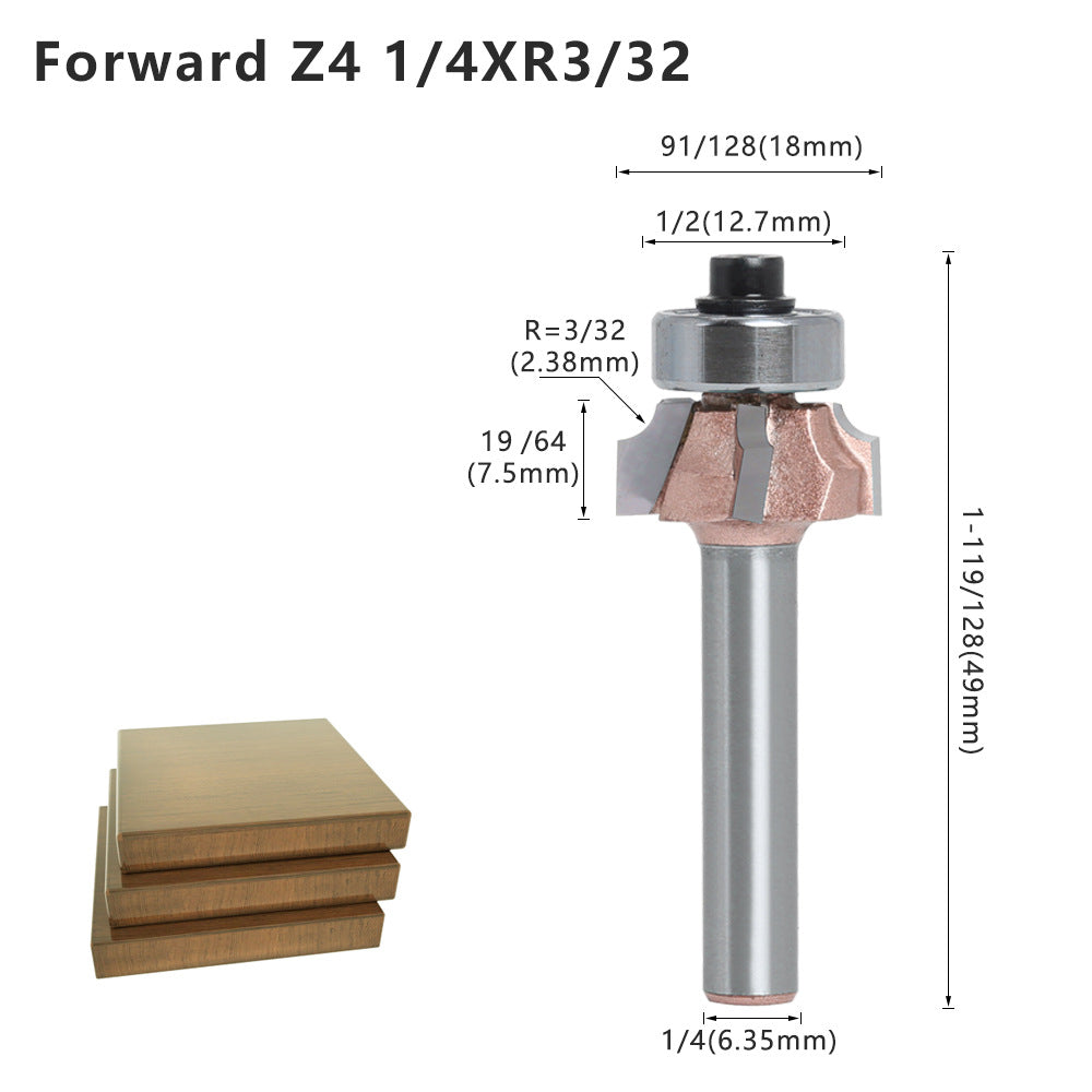 Four-blade rounded corner knife, edge banding knife, forward rotation and reverse rotation, double R line knife, woodworking decoration cabinet door edge banding strip, wall board