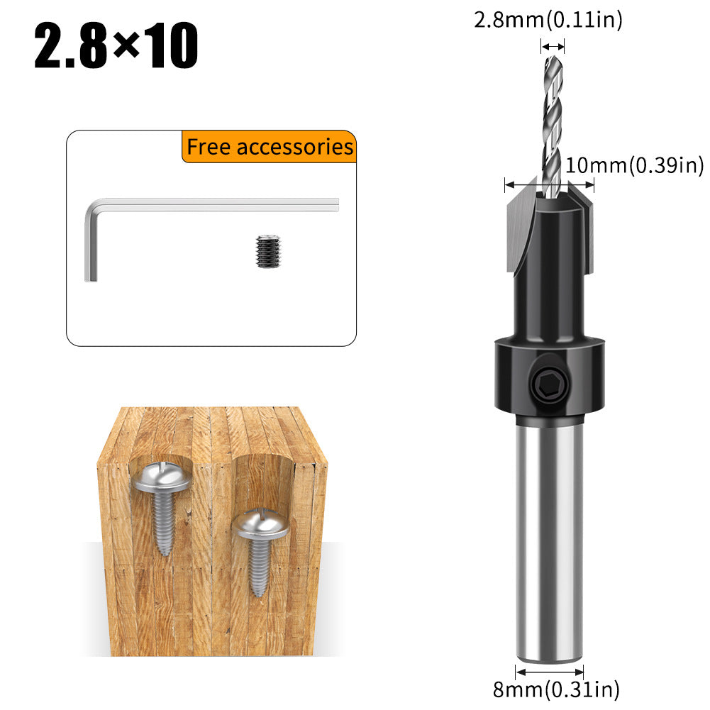 Woodworking countersink drill cone hole opener hole drill alloy head screw ladder drill wood self-tapping screw installation ladder