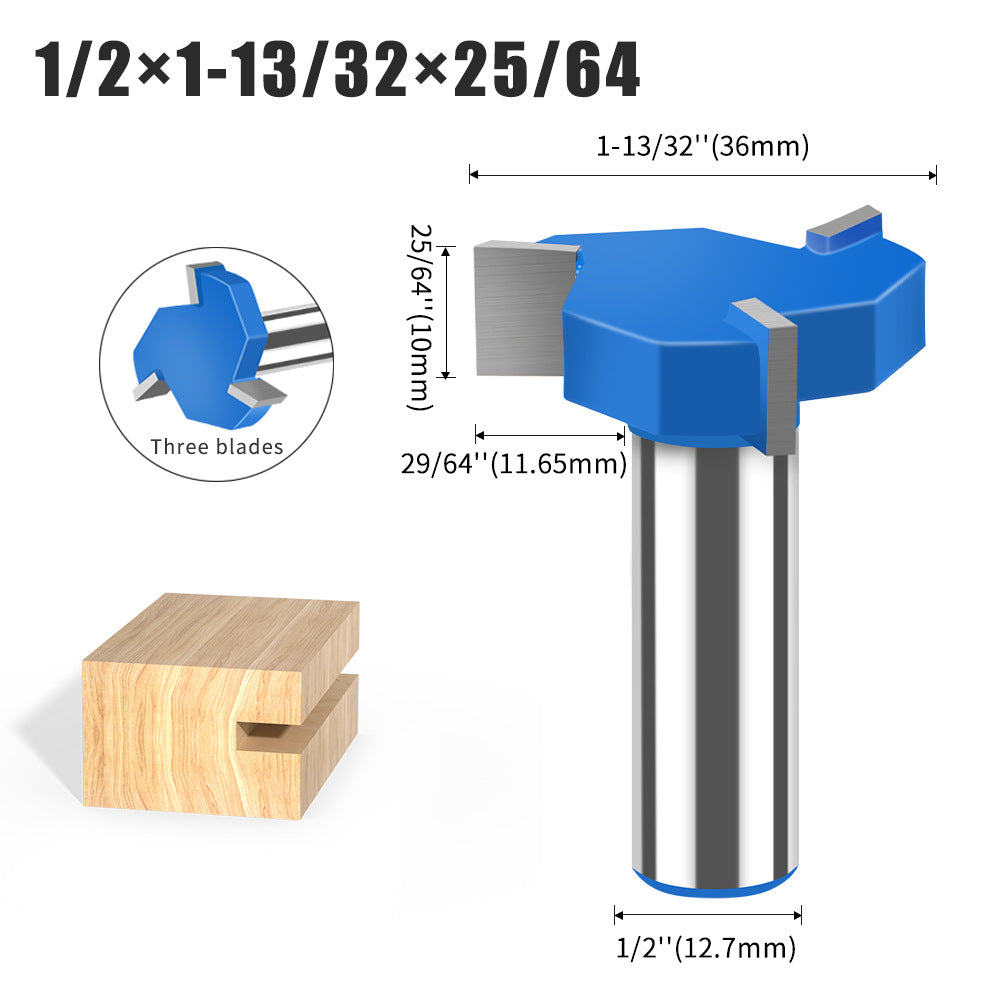 Three-blade T-knife Tungsten steel milling cutter Slotting cutter Bottom cleaning cutter Three-tooth T-cutter Slotting cutter Large diameter trimming machine industry