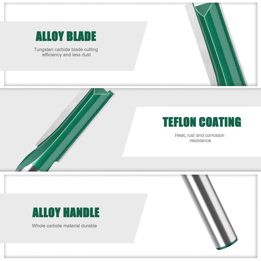Professional grade straight knife slotting straight knife 6 handle 1/4 handle woodworking milling cutter tungsten steel alloy cutter head double edge straight knife