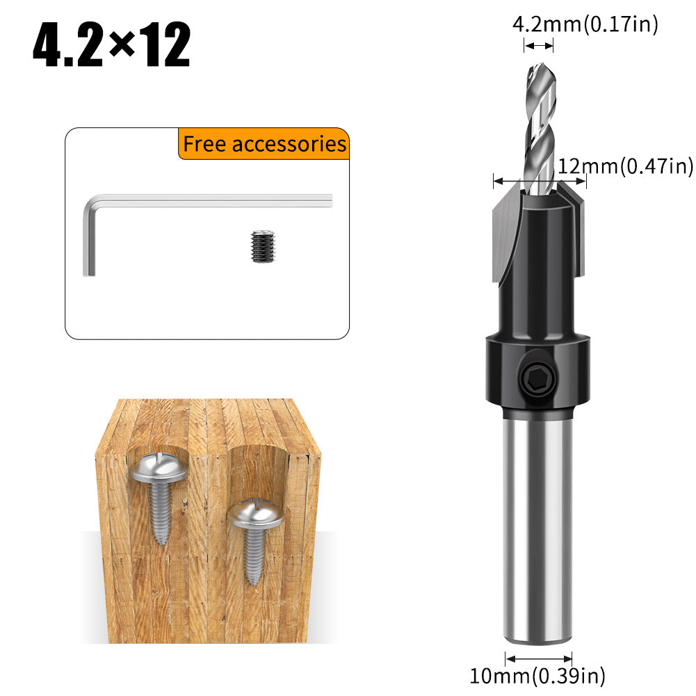 Woodworking countersink drill cone hole opener hole drill alloy head screw ladder drill wood self-tapping screw installation ladder
