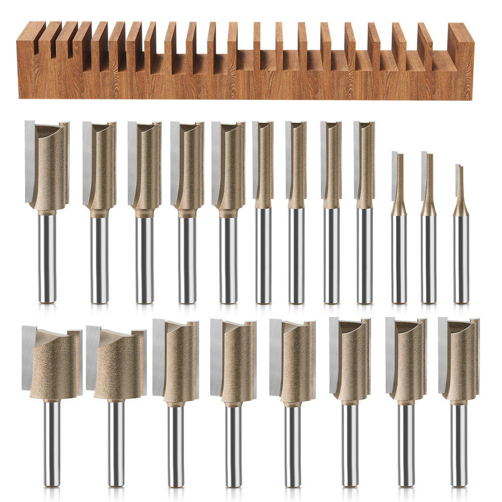 20-Piece set of 1/4 handle professional grade alloy double-edged straight knife slotting knife woodworking milling cutter grooving knife trimming machine engraving