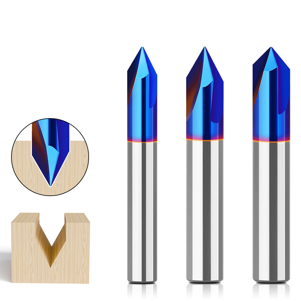 3 edge 60 degree 90 degree integral alloy slotting knife relief carving knife double edge slope coating end mill v type milling cutter
