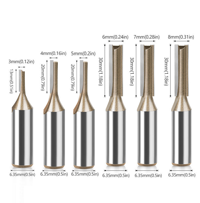 20-Piece set of 1/4 handle professional grade alloy double-edged straight knife slotting knife woodworking milling cutter grooving knife trimming machine engraving