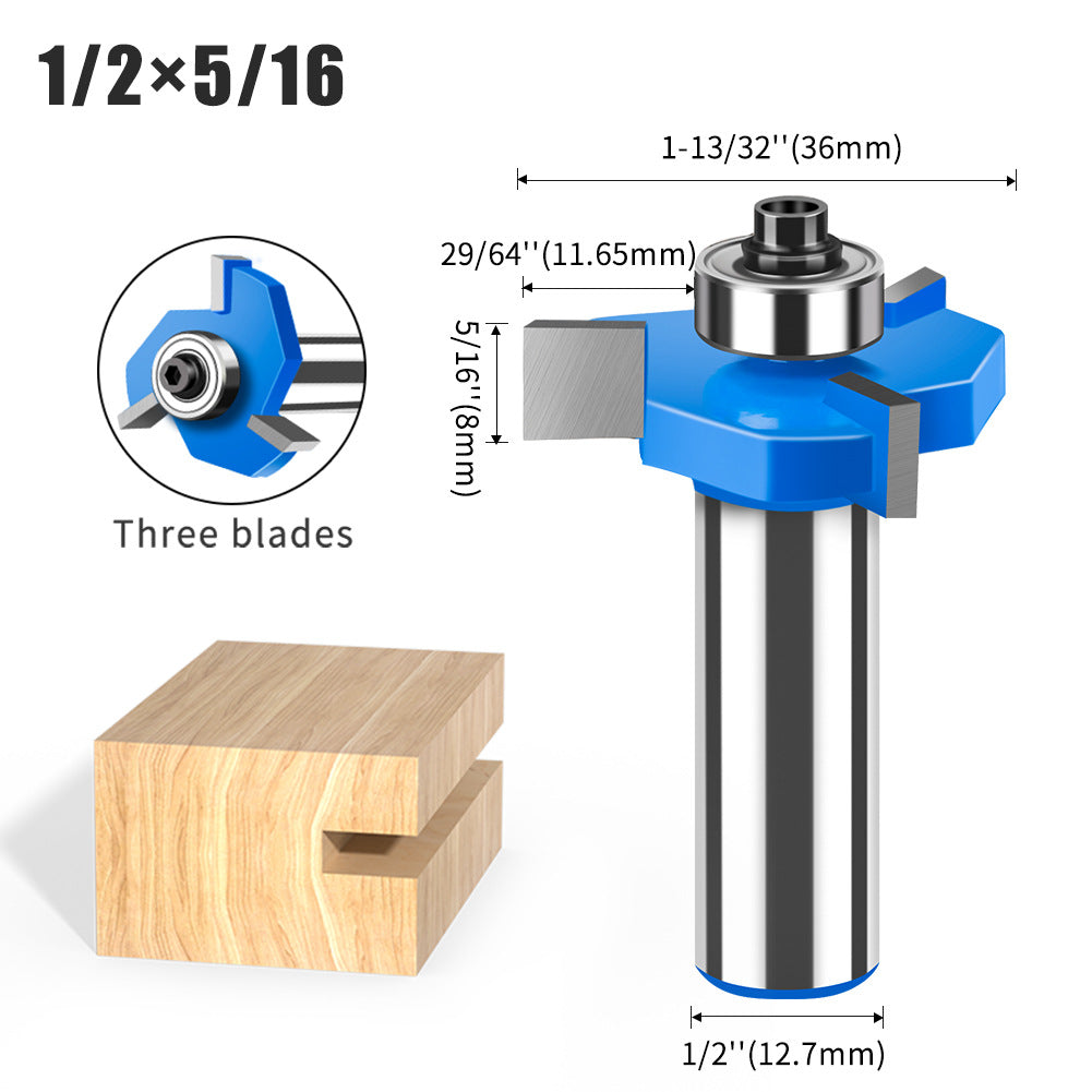 Three-blade ball T-knife Metric 5mm-12mm slotting knife Woodworking slotting milling cutter T-slot knife Engraving machine