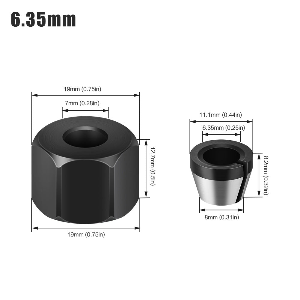 6mm8mm trimmer nut chuck, chuck nut set mill conversion sleeve, milling cutter accessories jacket