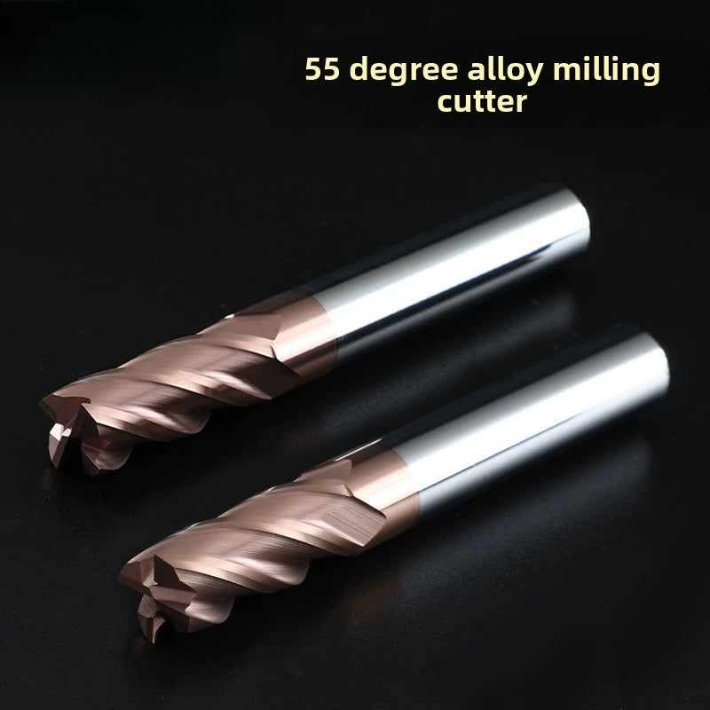 HRC55 Solid Carbide 4 Flute Square End Mill, Extra Long Straight Shank Coated CNC Cutter for Steel