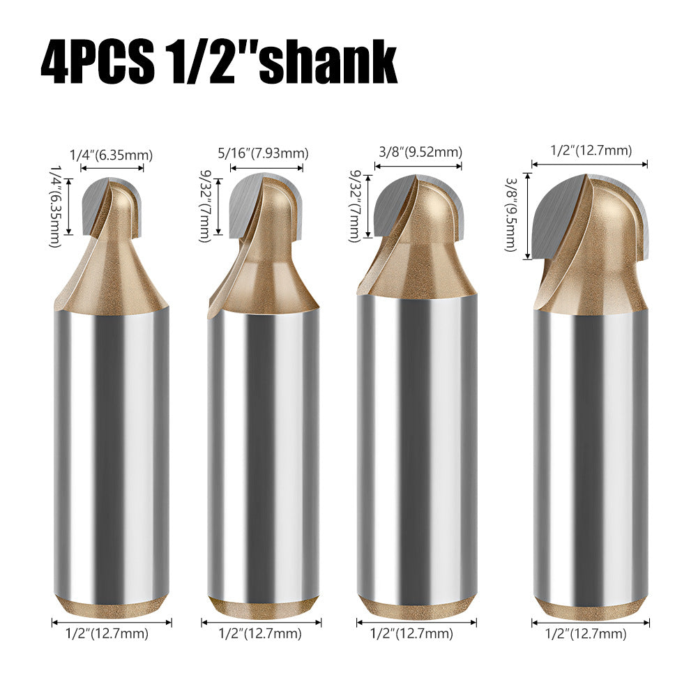 Professional grade round bottom cutter woodworking milling cutter slotting cutter 1/2 handle arc trimming machine engraving machine electric milling gong cutter head