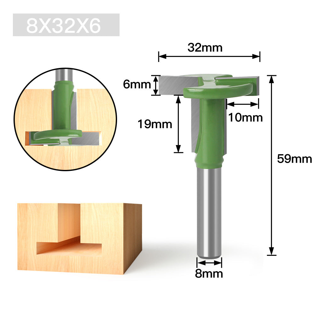 8 handle green straight edge T-tool hook milling cutter slotting cutter 8 handle groove milling cutter foreign trade export woodworking milling cutter